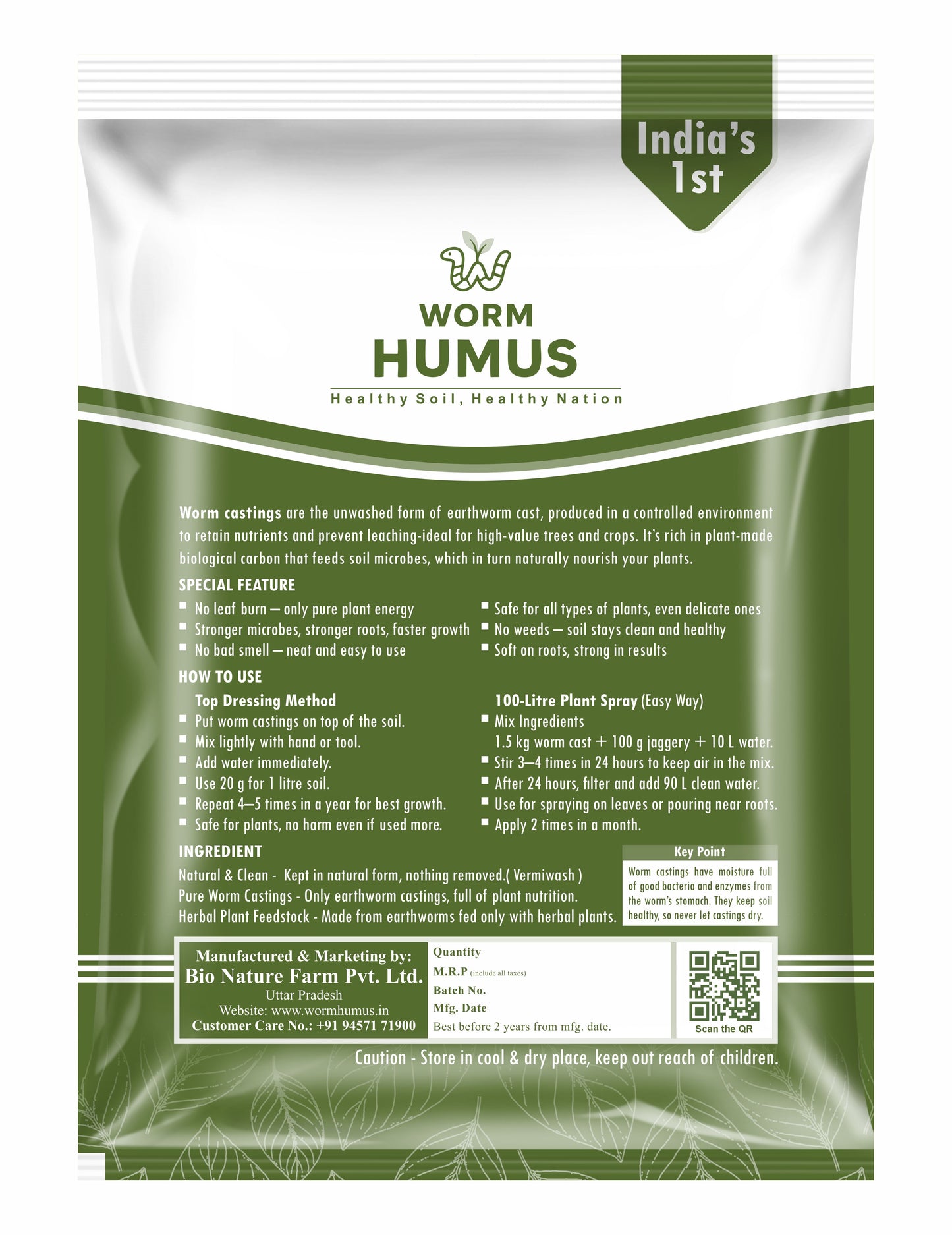 Worm Humus 3 kg Plant Charger – 100% Organic & Chemical-Free Fertilizer | Boosts Soil Fertility & Plant Growth